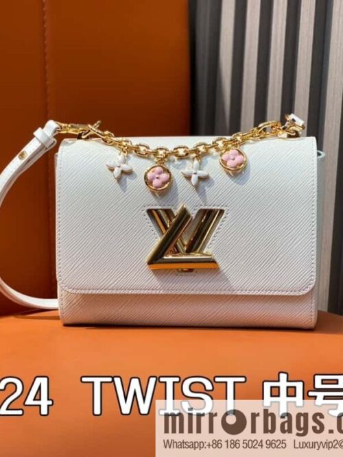 [Boutique‑grade] M11724 white, water ripple Twist series TWIST medium handbag M11723