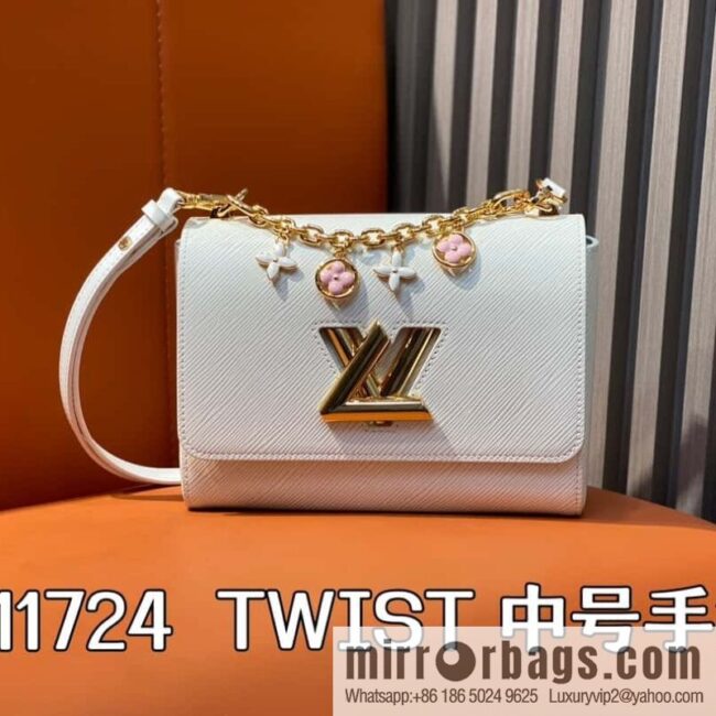 [Boutique‑grade] M11724 white, water ripple Twist series TWIST medium handbag M11723