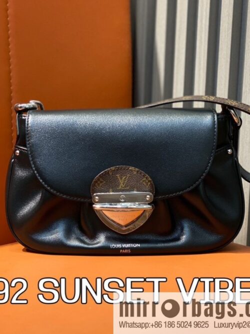 [Boutique‑grade] M12192 black full leather, underarm bag ingot bag series, the new SUNSET VIBE handbag of the season