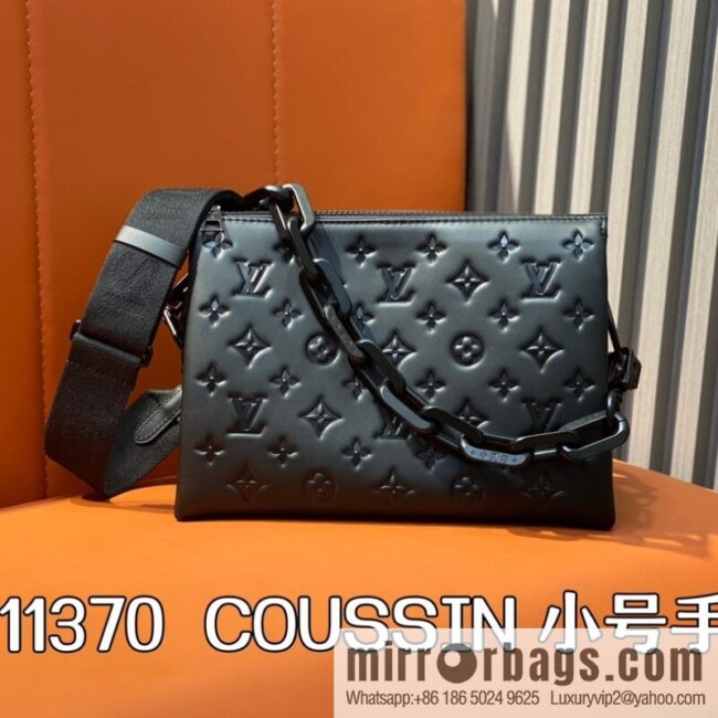 [Boutique‑grade] M11370 black full leather embossed, chain bag series, the new COUSSIN small handbag of the season