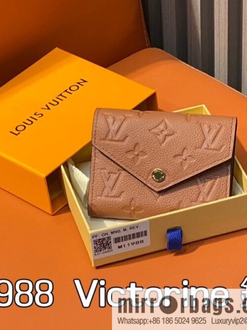 [Boutique‑grade] M11988 brown full leather, three-fold wallet series, 1 Victorine bag