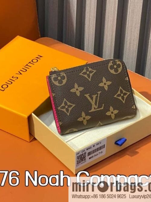 [Boutique‑grade] M83676 presbyopia rose red, zipper wallet series NEW Noah Compact wallet