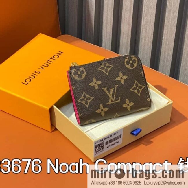 [Boutique‑grade] M83676 presbyopia rose red, zipper wallet series NEW Noah Compact wallet