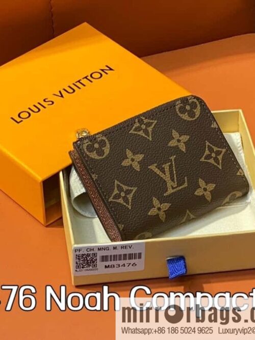 [Boutique‑grade] M83476 presbyopia brown, zipper wallet series NEW Noah Compact wallet