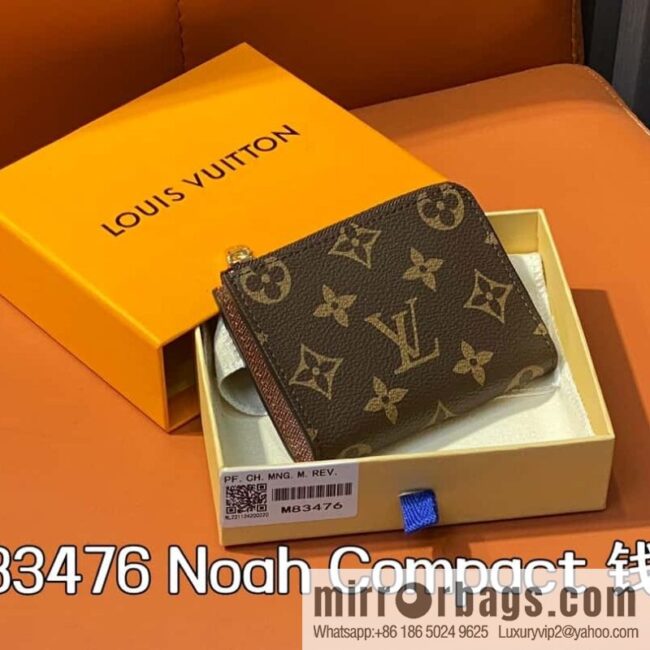 [Boutique‑grade] M83476 presbyopia brown, zipper wallet series NEW Noah Compact wallet