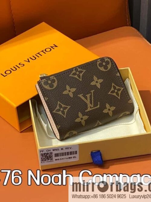 [Boutique‑grade] M83476 presbyopia pink, zipper wallet series NEW Noah Compact wallet