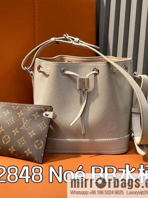 [Boutique‑grade] M12848 quartz white/small, water ripple bucket bag series Noé BB bucket bag