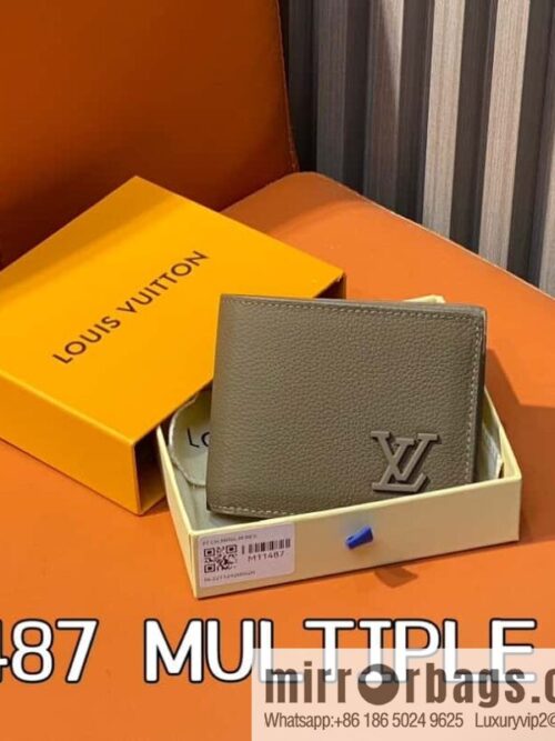 [Boutique‑grade] M11487 mocha color full leather, short suit clip series MULTIPLE wallet m82273 82274 82808