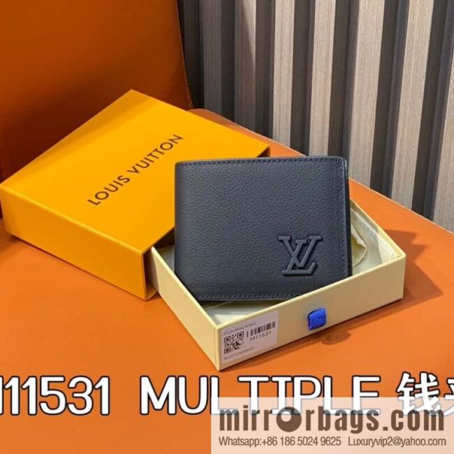 [Boutique‑grade] M11531 dark blue full leather, short suit clip series MULTIPLE wallet m82273 82274 82808 Multiple wallets