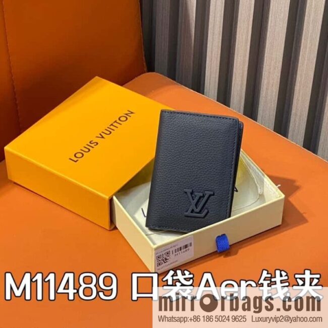 [Boutique‑grade] M11489 dark blue, full leather card bag wallet series, pocket Aer wallet M81730 69979