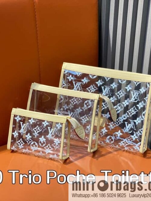 [Boutique‑grade] M11390 transparent, three-piece handbag clutch bag series Trio Poche Toilette handbag