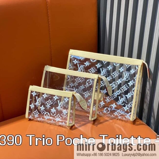 [Boutique‑grade] M11390 transparent, three-piece handbag clutch bag series Trio Poche Toilette handbag