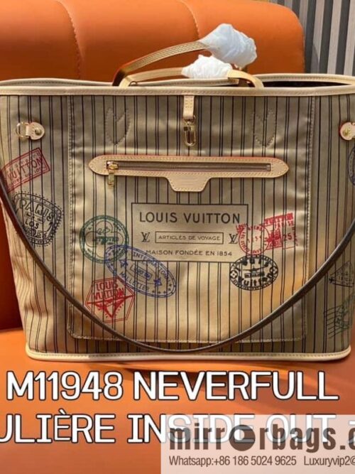 [Boutique‑grade] M11948 presbyopia apricot (seal double-sided) large shopping bag series NEVERFULL BANDOULIZRE INSIDE OUT large handbag