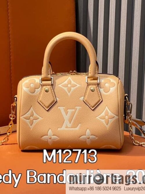 [Boutique‑grade] M12713 light brown, full leather speedy pillow bag series M46397 Speedy Bandoulière 20 handbag