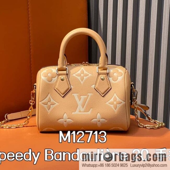[Boutique‑grade] M12713 light brown, full leather speedy pillow bag series M46397 Speedy Bandoulière 20 handbag