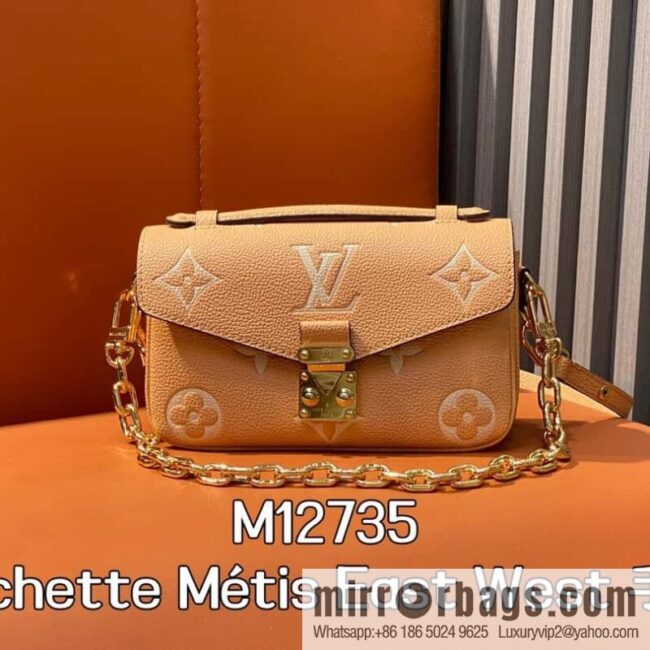 [Boutique‑grade] M12735 light brown, full leather chain bag messenger bag series M46595 This Pochette Métis East West handbag