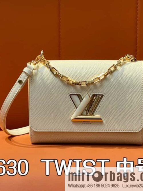 [Boutique‑grade] M24630 meters white, water ripple Twist series TWIST medium handbag M24631 black