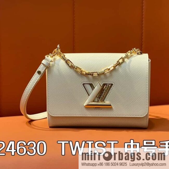 [Boutique‑grade] M24630 meters white, water ripple Twist series TWIST medium handbag M24631 black
