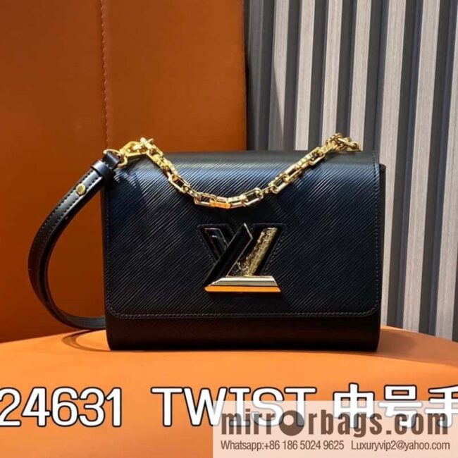 [Boutique‑grade] M24631 black, water ripple Twist series TWIST medium handbag M24630 meters white