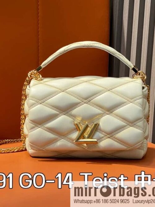 [Boutique‑grade] M22891 meters white, full leather rhombus chain bag series GO-14 Teist medium handbag M23045 M22890