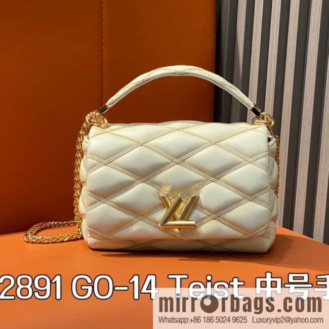 [Boutique‑grade] M22891 meters white, full leather rhombus chain bag series GO-14 Teist medium handbag M23045 M22890