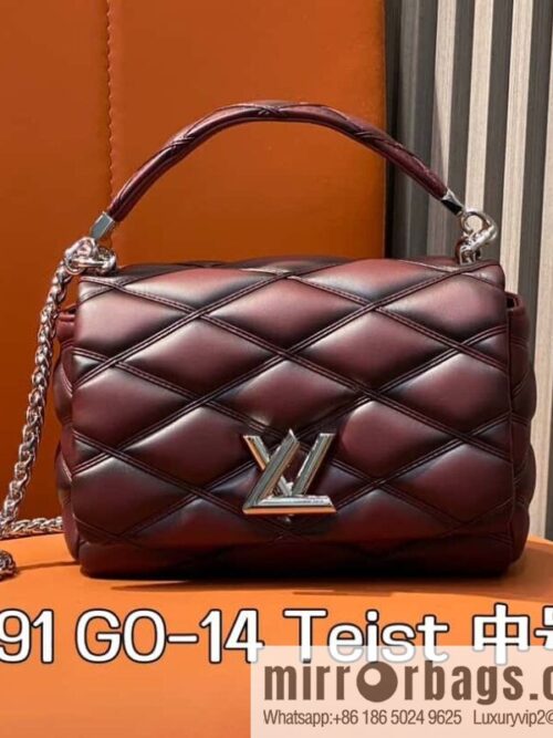 [Boutique‑grade] M22891 denim blue, full leather rhombus chain bag series GO-14 Teist medium handbag M23045 M22890