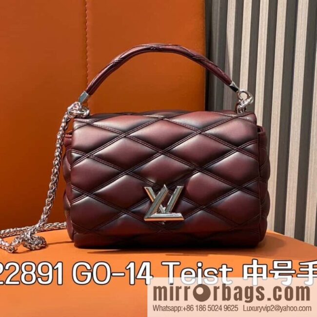 [Boutique‑grade] M22891 denim blue, full leather rhombus chain bag series GO-14 Teist medium handbag M23045 M22890