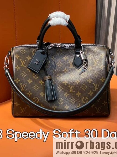[Boutique‑grade] M12243 presbyopia/black leather, pillow bag speedy series Speedy Soft 30 Dark handbag