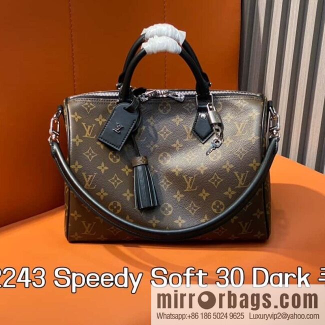 [Boutique‑grade] M12243 presbyopia/black leather, pillow bag speedy series Speedy Soft 30 Dark handbag