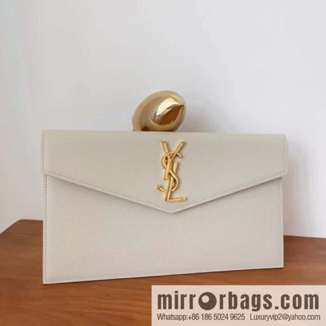 YSL 𝑼𝒑𝒕𝒐𝒘𝒏_ Caviar Clutch 565739 White