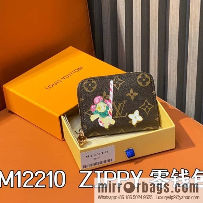 [Boutique‑grade] M12210 red, Christmas single zipper short wallet series ZIPPY change bag Vivienne Holidays 2024 series