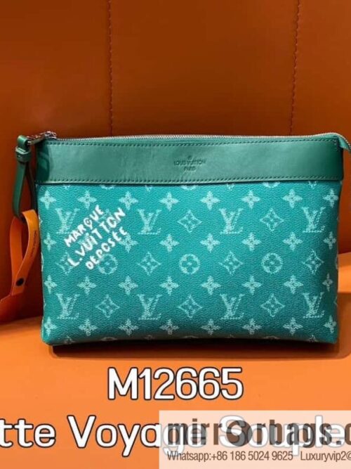 [Boutique‑grade] M12665 green, handbag clutch series Pochette Voyage Souple clutch