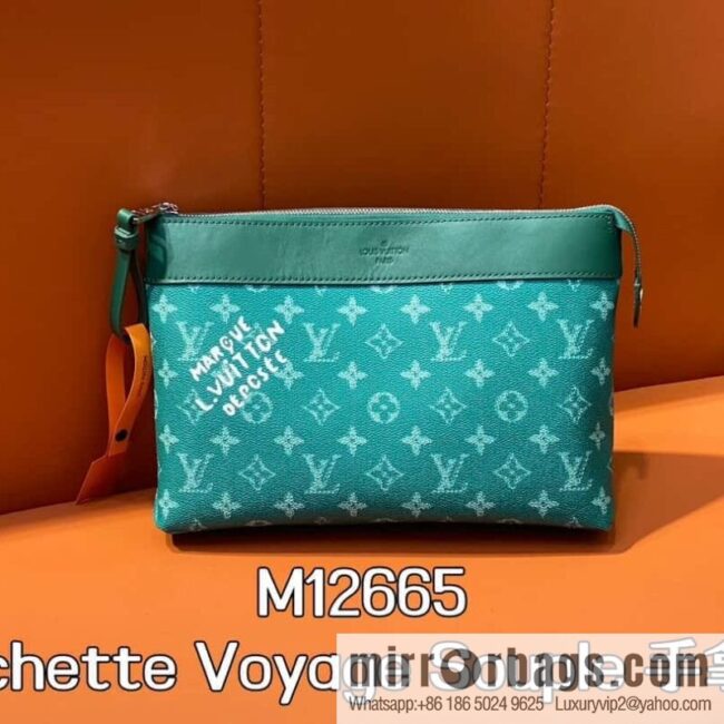 [Boutique‑grade] M12665 green, handbag clutch series Pochette Voyage Souple clutch