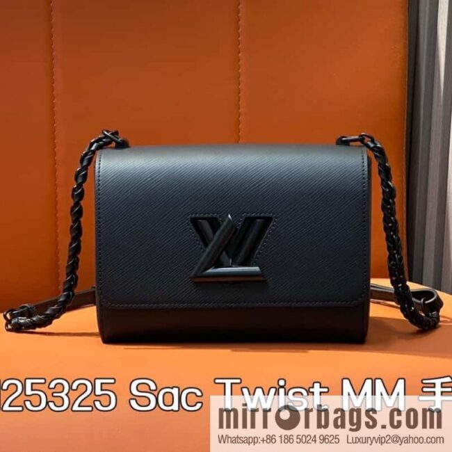 [Boutique‑grade] M25325 black, Darth Vader, water ripple Twist series M50280 Sac Twist MM handbag