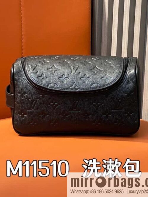 [Boutique‑grade] M11510 black full leather embossing, toilet bag series, toilet bag