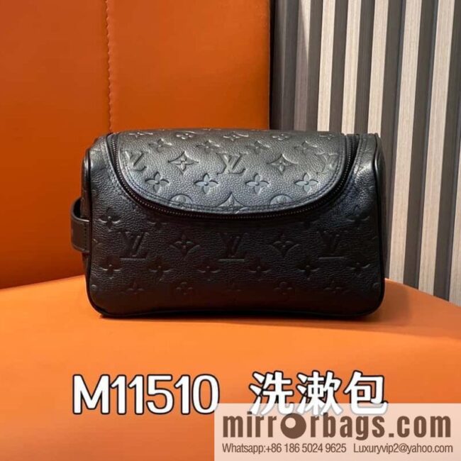 [Boutique‑grade] M11510 black full leather embossing, toilet bag series, toilet bag