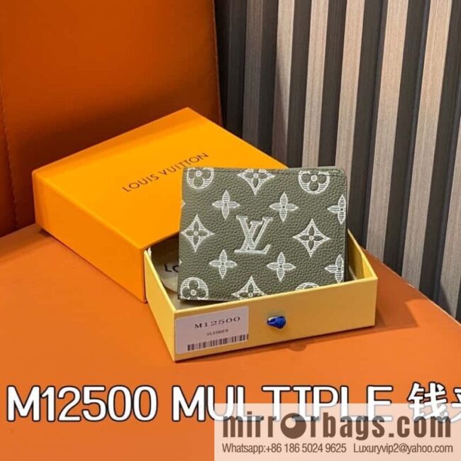 [Boutique‑grade] M12500 green full leather embossed, suit clip wallet series MULTIPLE wallet