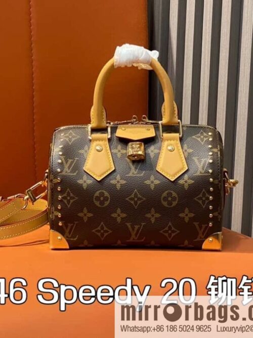 [Boutique‑grade] M13146 presbyopia yellow leather, catwalk pillow bag series Speedy 20 rivet show Lv pillow