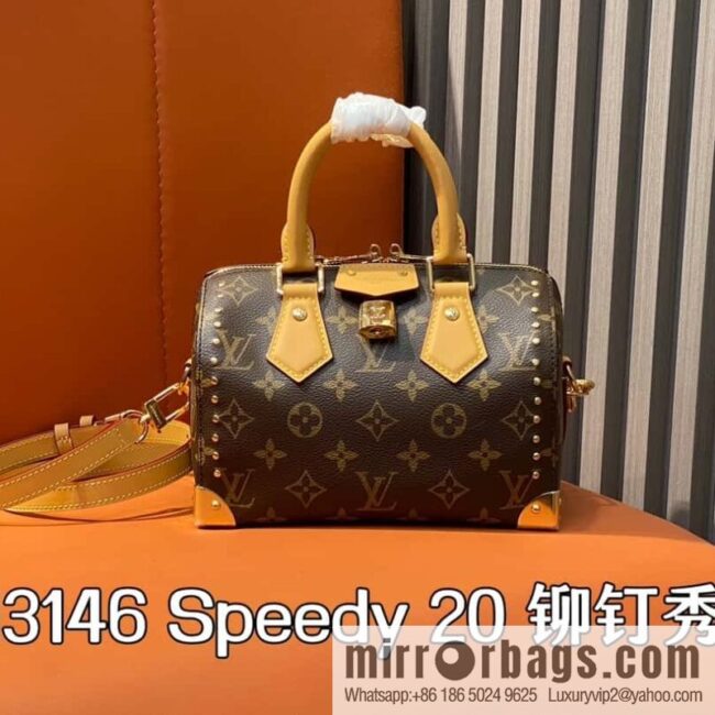 [Boutique‑grade] M13146 presbyopia yellow leather, catwalk pillow bag series Speedy 20 rivet show Lv pillow