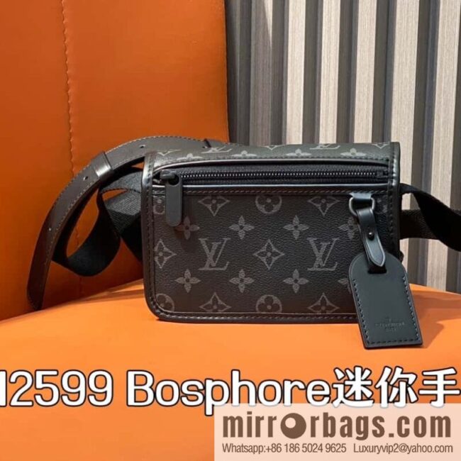 [Boutique‑grade] M12599 black flower, men\'s bag messenger bag series Bosphore mini handbag