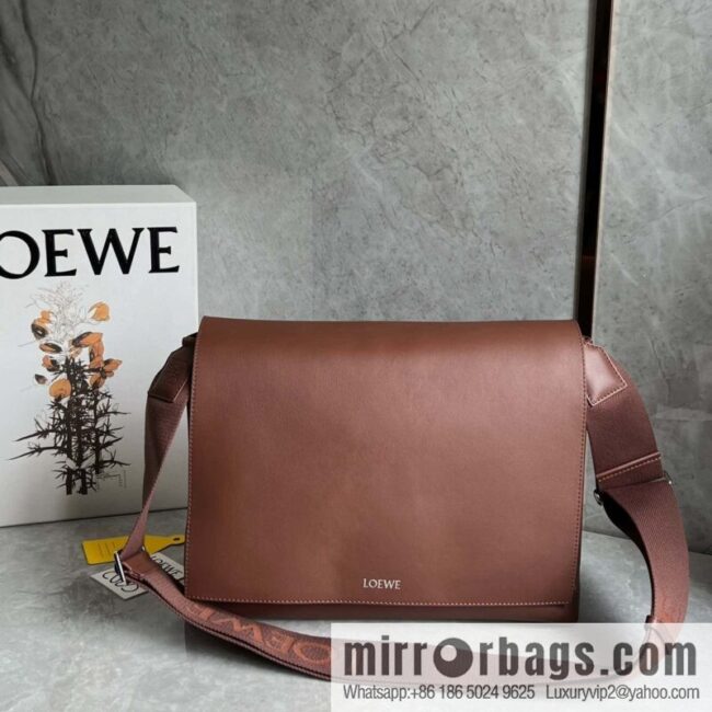 LOEWE Luo Jia 🌟 glossy soft cow leather Flamenco satchel messenger bag 0901 brown