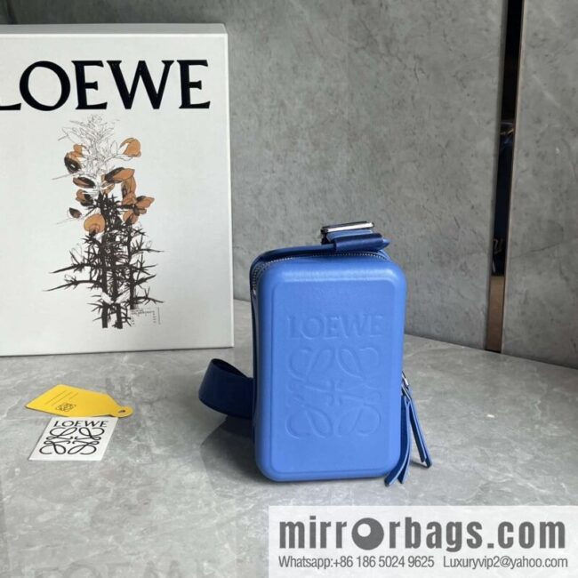 LOEWE Luo Jia Smooth Cow Leather Molded Sling Crossbody Bag 0902 Blue