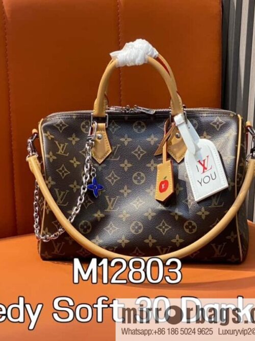 [Boutique‑grade] M12803 presbyopia, pillow bag speedy series Speedy Soft 30 Dark handbag