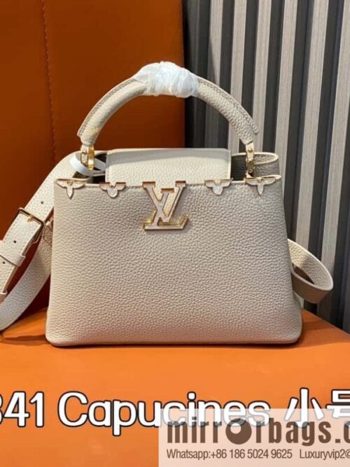 [Boutique‑grade] M11341 gray flower crown, full leather cap that English series Capucines small handbag Flower Crown handbag