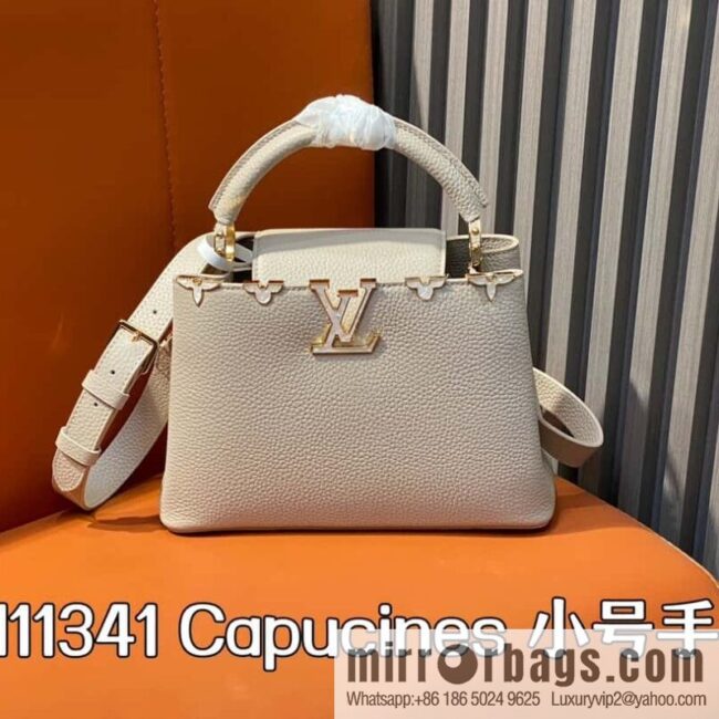 [Boutique‑grade] M11341 gray flower crown, full leather cap that English series Capucines small handbag Flower Crown handbag