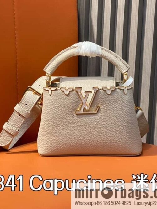 [Boutique‑grade] M11341 gray flower crown, full leather cap, that English series Capucines mini handbag