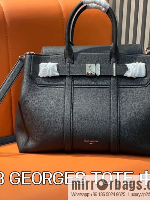 [Boutique‑grade] M23513 black full leather, handbag, briefcase series GEORGES TOTE medium handbag