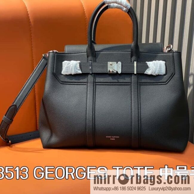 [Boutique‑grade] M23513 black full leather, handbag, briefcase series GEORGES TOTE medium handbag