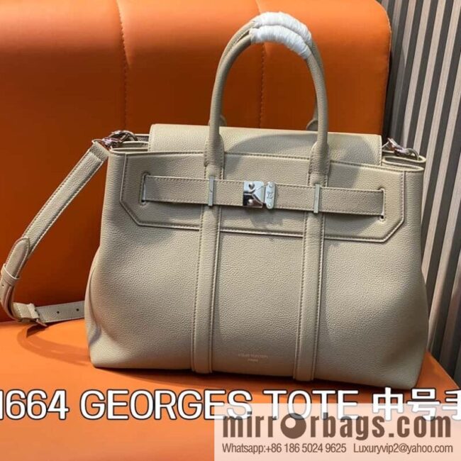 [Boutique‑grade] M11664 light gray, men\'s bag, handbag, briefcase series GEORGES TOTE medium handbag