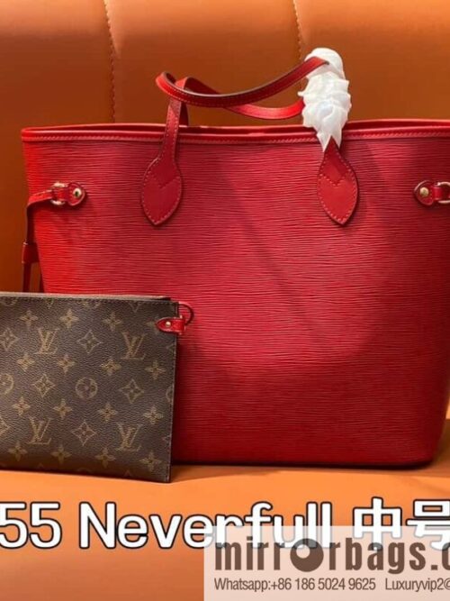 [Boutique‑grade] M11930 red, water ripple shopping bag series Neverfull medium handbag